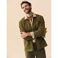 White Stuff Cotton Linen Blend Overshirt Green