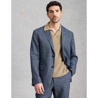 White Stuff Tailored Fit Linen Cotton Blend Blazer Blue