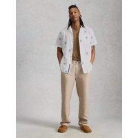 White Stuff Pure Cotton Embroidered Short Sleeve Shirt White Mix
