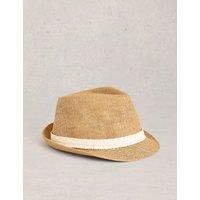 White Stuff Straw Trilby Hat Natural