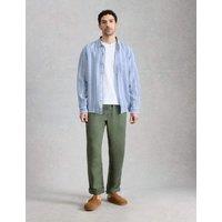 White Stuff Regular Fit Pure Linen Striped Shirt Blue Mix