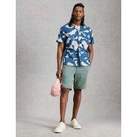 White Stuff Pure Cotton Printed Short Sleeve Shirt Blue Mix