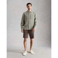 White Stuff Regular Fit Pure Linen Striped Shirt Green Mix