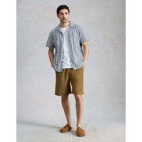 White Stuff Pure Cotton Fish Print Short Sleeve Shirt Navy Mix