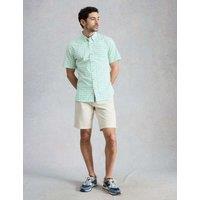 White Stuff Cotton Stretch Printed Short Sleeve Shirt White Mix