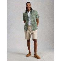 White Stuff Pure Cotton Printed Short Sleeve Shirt Green Mix