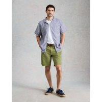 White Stuff Pure Linen Striped Short Sleeve Shirt Navy Mix