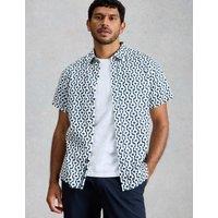 White Stuff Pure Cotton Printed Short Sleeve Shirt White Mix