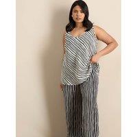 Live Unlimited London Striped Wide Leg Trousers White/Black