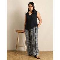 Live Unlimited London Striped Wide Leg Trousers White/Black