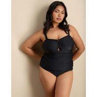 Live Unlimited London Printed Padded Cut Out Sweetheart Tankini Top Black