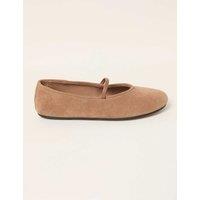 FatFace Suede Flat Ballet Pumps Tan
