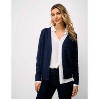 Crew Clothing Cotton Rich Textured Edge to Edge Cardigan Navy