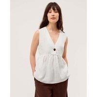 Monsoon Pure Linen V-Neck Blouse White
