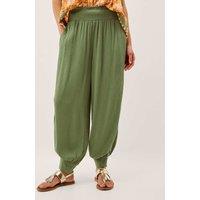 Monsoon Shirred Relaxed Trousers Khaki