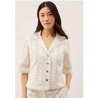 Monsoon Pure Cotton Lace Trim Shirt White