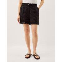Monsoon Pure Cotton Lace Trim Shorts Black