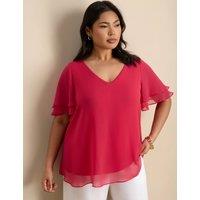 Live Unlimited London V-Neck Blouse Pink