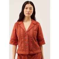 Monsoon Pure Cotton Lace Trim Shirt Brown