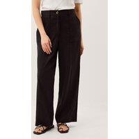 Monsoon Linen Blend Straight Leg Trousers Black