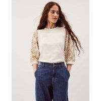 Monsoon Cotton Rich Embroidered Top Ivory
