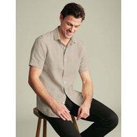 Charles Tyrwhitt Slim Fit Pure Linen Short Sleeve Shirt Oatmeal