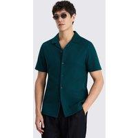 MOSS Cotton Blend Knitted Short Sleeve Shirt Emerald