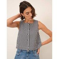 Nobody's Child Pure Cotton Checked Square Neck Tank Top Black
