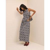 Nobody's Child Cotton Rich Checked Midi A-Line Skirt Navy