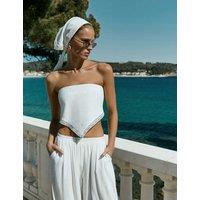 4th & Reckless Bandeau Lace Detail Tie Back Scarf Top White