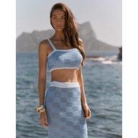 4th & Reckless Cotton Blend Square Neck Crop Top Blue Mix