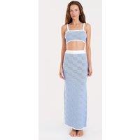 4th & Reckless Cotton Blend Square Neck Crop Top Blue Mix