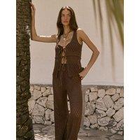 4th & Reckless Cotton Rich Sweetheart Knitted Vest Top Chocolate