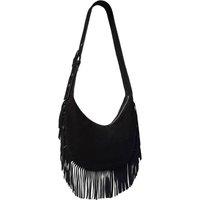 Whistles Suede Fringed Shoulder Bag Black