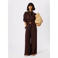 Whistles Pure Linen Drawstring Wide Leg Trousers Brown