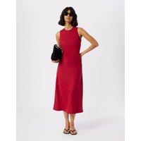 Whistles Pure Linen Midi Column Dress Red