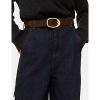 Whistles Suede Oval Buckle Jeans Belt Chocolate