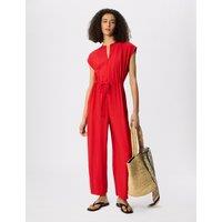 Whistles Drawstring Sleeveless Jumpsuit Red
