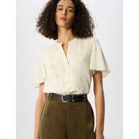 Whistles Floral Button Front Angel Sleeve Shirt Ivory Mix