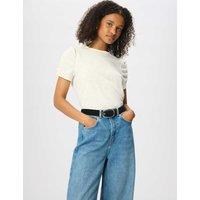 Whistles Pure Cotton Gathered Sleeve T-Shirt Ivory