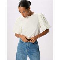Whistles Pure Cotton Puff Sleeve T-Shirt Ivory