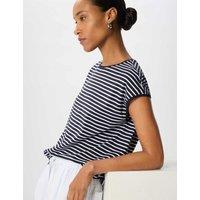 Whistles Pure Cotton Striped T-Shirt Navy Mix