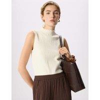 Whistles Cotton Blend Textured High Neck Top Ivory