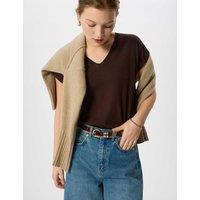 Whistles Pure Cotton V-Neck Cap Sleeve T-Shirt Chocolate