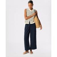 Whistles Wide Crop Cheesecloth Trouser Navy