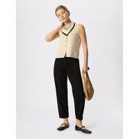Whistles Cotton Rich Straight Leg Ankle Grazer Trousers Black