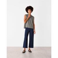 Whistles Camilla Wide Leg Cropped Trousers Navy