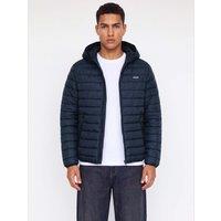 JACK & JONES Lightweight Quilted Hooded Puffer Jacket Navy