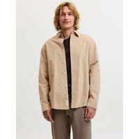 JACK & JONES Pure Cotton Cord Overshirt Beige