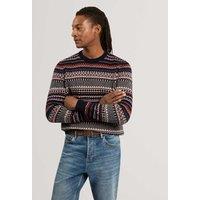 Ted Baker Wool Rich Fair Isle Crew Neck Jumper Multi